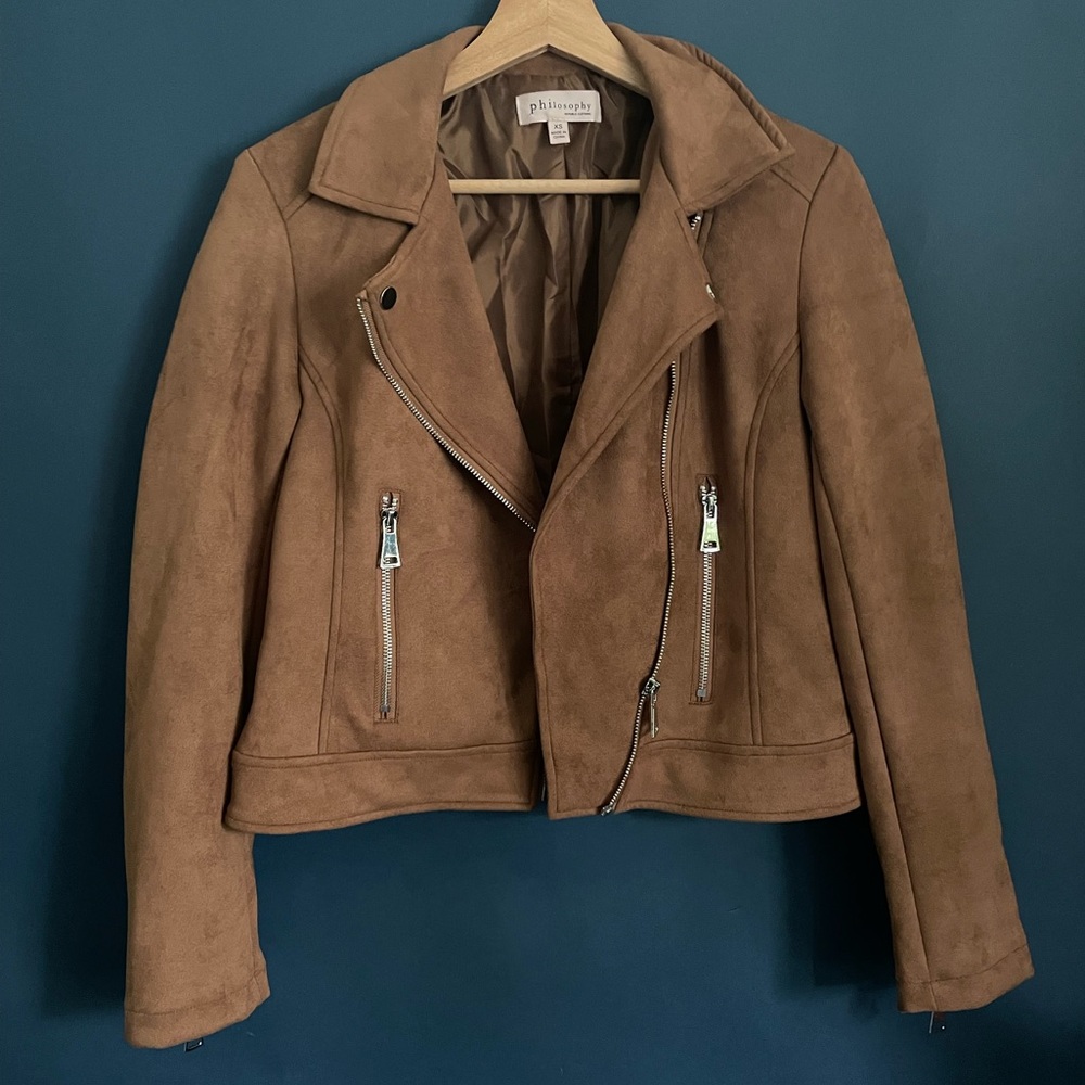 Philosophy Light Brown Faux Suede Jacket